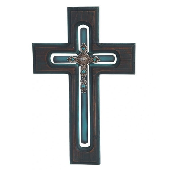 FC Design 18"H Decorative Wood Cross Statue Wall Statue Sculpture Ornament Decoration Home/Room Decor and Unique Gift Ideas for Housewarming, Holidays and Birthdays