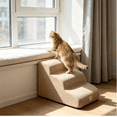 thumbnail image 4 of Dog Stairs for Small Dogs and Cats,Non-Slip 3 Step Pet Ramp for Couch,Khaki | High-Density Foam Support with a Gentle 3-Step Design for Easy, Comfortable Access to Couches and Sofas 14''H, 4 of 6