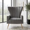 thumbnail image 2 of Silla de acento de terciopelo con patas de metal, sillón tapizado moderno, silla lateral de espalda para salón dormitorio pequeños espacios, 2 of 5