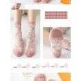 thumbnail image 6 of YooGuoGuo 5 Pairs Pink Floral 3D Textured Cotton Socks, Women Mid Tube Cottagecore Lace Ruffles Ankle Sock, Kawaii Breathable Crew Sock, 6 of 6