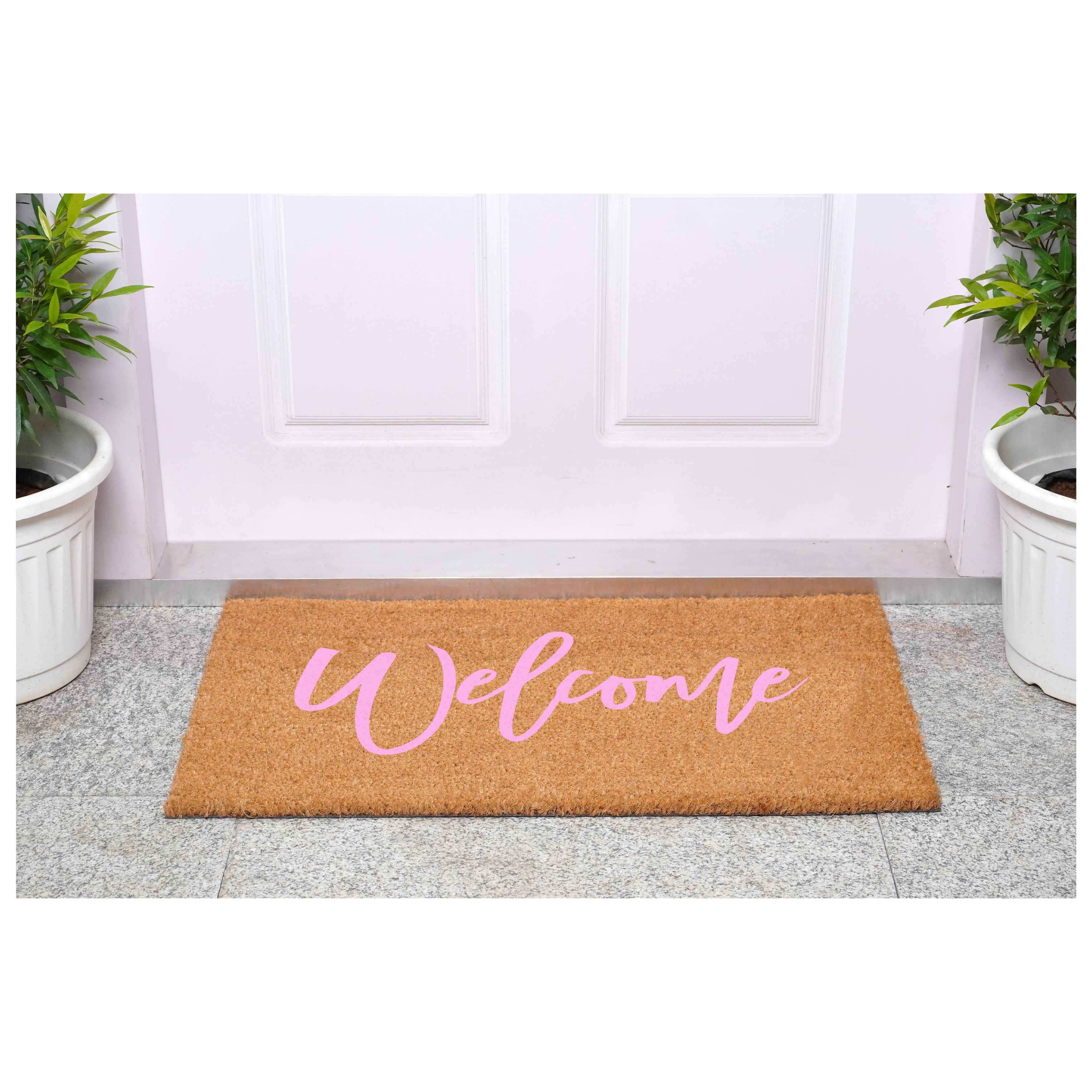 Calloway Mills 116201729 Cursive Welcome Doormat, 17" x 29", Pink