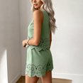 thumbnail image 2 of Morttic Women's 2-Piece Cutout Sleeveless Tank Top & Shorts Set – Solid Color Boho Casual Summer Daily Home & Vacation Wear Green，XXL, 2 of 6