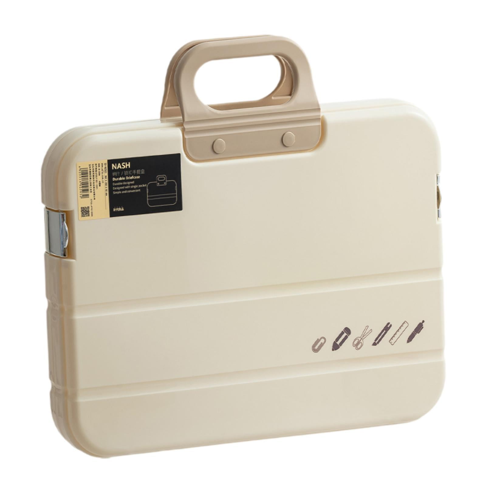 MAGIDEAL Portable files Organizer A4 Document Box Multipurpose Accessories with Snaps Cream Color