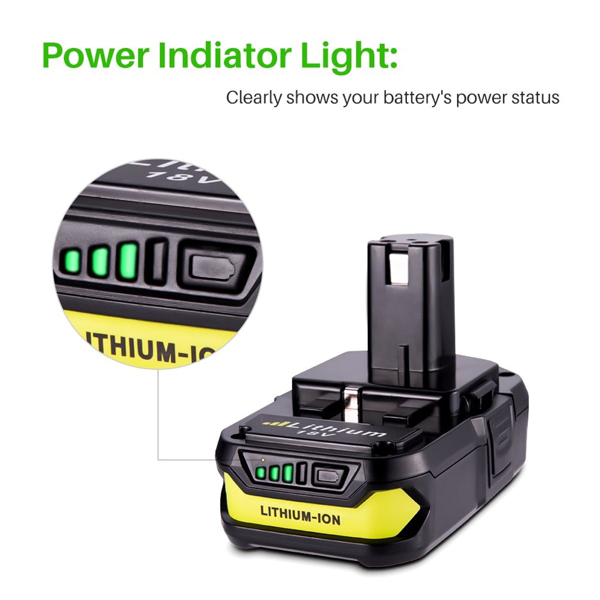 2X for Ryobi P102 3.6Ah 18V Lithium-Ion Compact Battery P104 P108 RB18L25 RB18L40 RB18L50