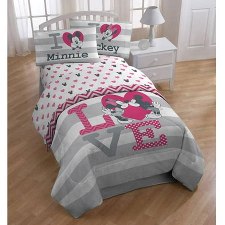 Disney Mickey Minnie Mouse Love Twin Sheet Set Walmart Com