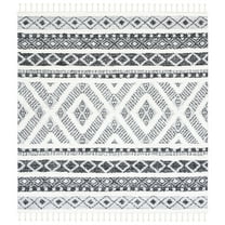 SAFAVIEH Moroccan Tassel Carmelo Southwestern Shag Area Rug, Grey/Ivory, 6'7" x 6'7" Square