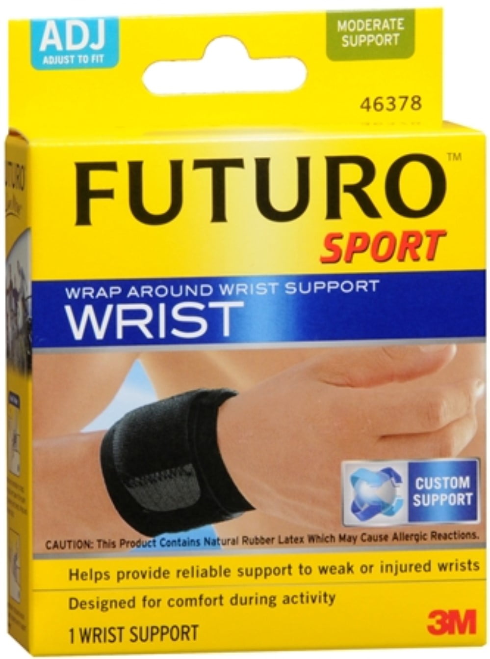 3M Futuro Adult Sport Wrist Support, Wraparound, Adjustable, Black, 4-1/2  to 9-1/2 One Size Fits Most, 12/Case