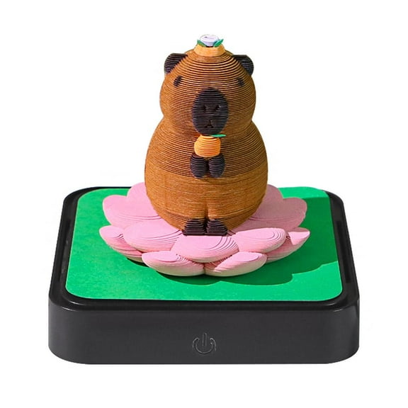 3D Memo Pad Calendar 2026,2026 Desk Calendar With LED Light,Cute Capybaras 3D Tear-away Calendars,Paper Carving Art Memo Pad Notepad Gift Home Desktop Decor for Christmas Anniversaries