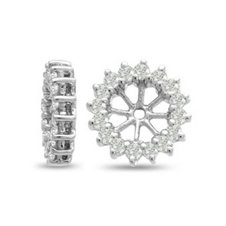 14K White Gold Classic Diamond Earring Jackets Fits 1 1/2-2ct Stud Earrings