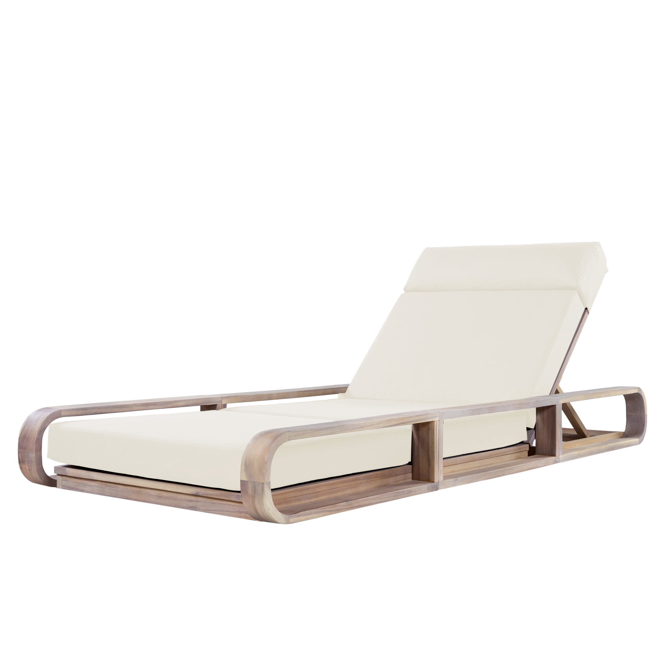 Christopher Knight Home Outdoor Adjustable Chaise Lounge Set with 4-Fold Beige Cushion, Light White