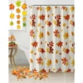 thumbnail image 2 of Fall Shower Curtain Autumn Maple Leaves Bathroom Curtains with Hooks, Waterproof Fabric Orange Fallen Leaf Linen Thanksgiving Bath Shower Curtains Set for Bathroom Bathtubs Decor 72x84 Inch, 2 of 7