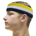 thumbnail image 2 of Couver Triple Color White Striped Sports Head Sweatband Navy White Yellow 3 Pack, 2 of 7