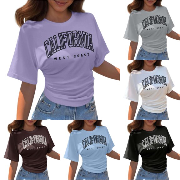 Korean- Casual Short Sleeve Tee with Loose Crewneck for Everyday Wear Comfortable Basic Top Ideal for Spring and Fall