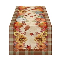 YIKA 13x72 Inch Fall Table Runner Thanksgiving Harvests Table Runner Autumns Pumpkin Maple Leaf Runners For Home Kitchen Dining Party Decoration C