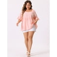 thumbnail image 3 of DARING DIVA Women's Plus Short Sleeve Sweetheart Neck Peplum Top 2X Pink, 3 of 6