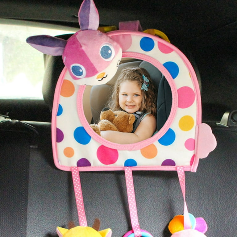 Baby Seat Mirror Attract Kids Simple Installation Plush Assorted Cartoon  Baby Back Rear Mirror Toy for Vehicle 