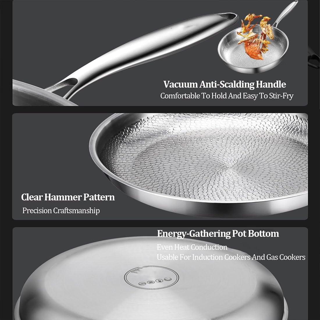 Siraatskitchen Titanium Pan, Titanium Hammered Pan Pro with Lid, 2025 UltraPure Nonstick Frying Pans for Cooking, Multifunctional Pots and Pans Set Non Stick 11.81in With cover