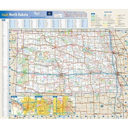 North Dakota State Wall Map - 17.75" x 15.25" Laminated