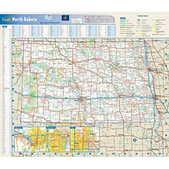 North Dakota State Wall Map - 17.75" x 15.25" Laminated