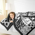 thumbnail image 4 of Homewish Hockey Sport Gamer Bedding Comforter Set,Wave Stripes Line Twin Comforter Sets,Gray Black Checkered Bedding Set For Kids,Luxury Bedroom Decor Reversible,2 Pieces, 4 of 8