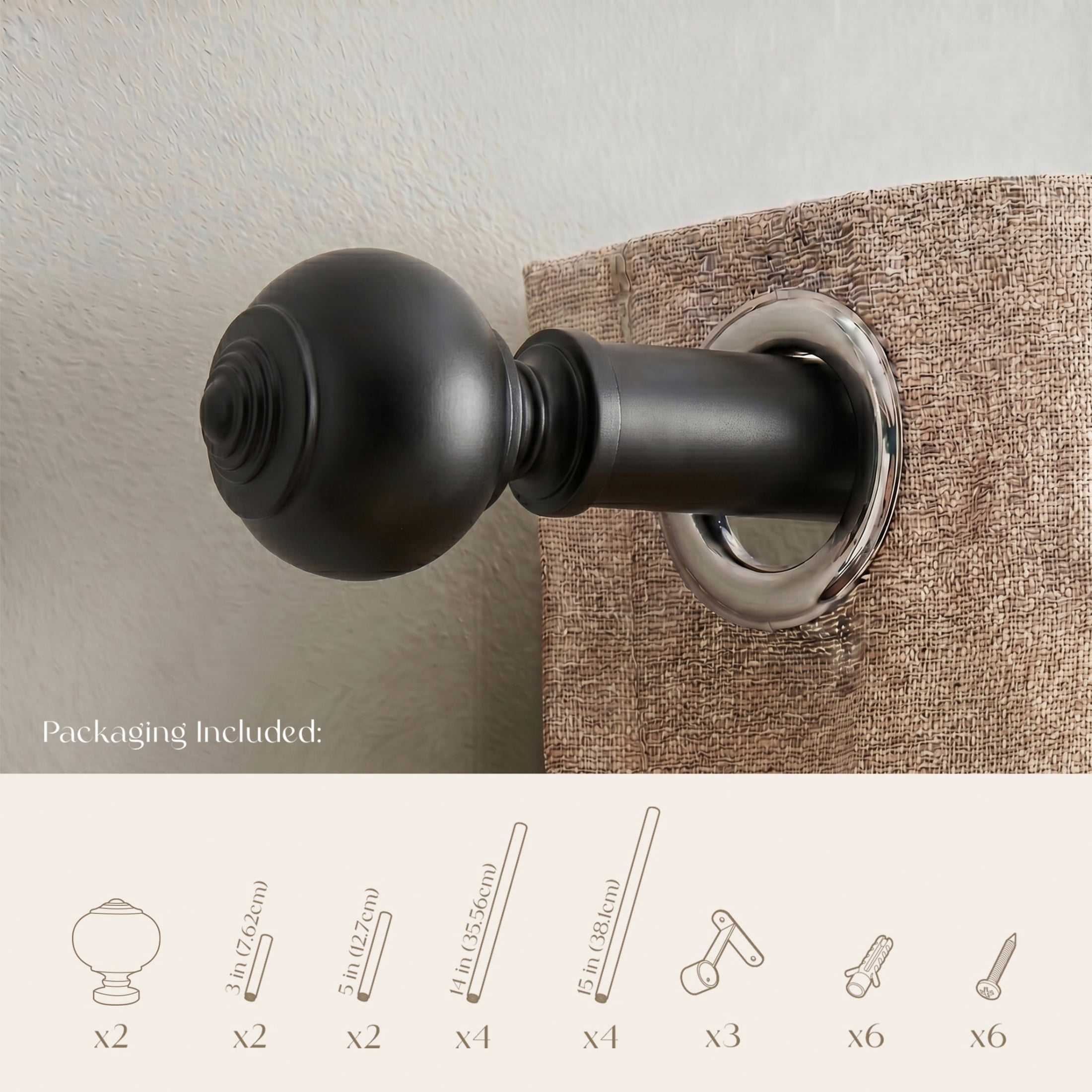 Dwell Studio, Cutomizable Curtain Rods, 3/4" Iron Material, 20 inch-120 inch Kit, Matte Black