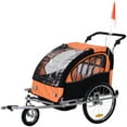thumbnail image 2 of Aosom Elite 360 Swivel Bike Trailer for Kids Double Child Two-Wheel Bicycle Cargo Trailer With 2 Security Harnesses, Orange, 2 of 9