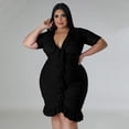 thumbnail image 4 of AURA Women Plus Size Mesh Layered V Neck Dress Sexy A Line Midi Summer Vacation Dress, 4 of 6