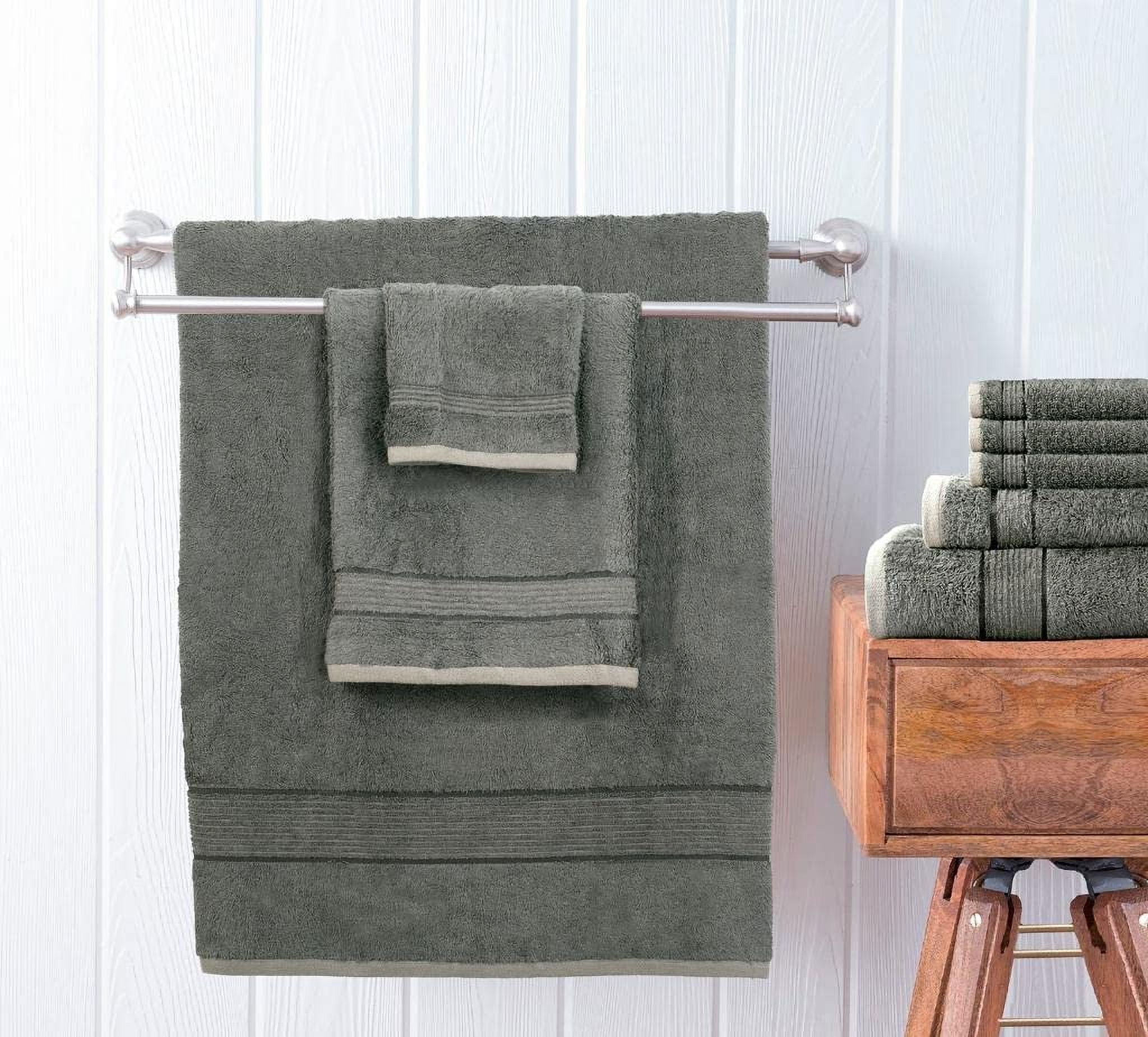 Prime Collections Ultra Soft Luxury Bamboo Cotton Bath Towel Set 8 Piece Towels 600 GSM 2 Bath Towels 2 Hand Towels and 4 Washcloths