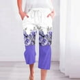 thumbnail image 5 of Pantalones Casuales de Mujer de Impresión Floral Cintura Elástica Suelta, Pantalones de Pierna Ancha Recta con Bolsillos, 5 of 5