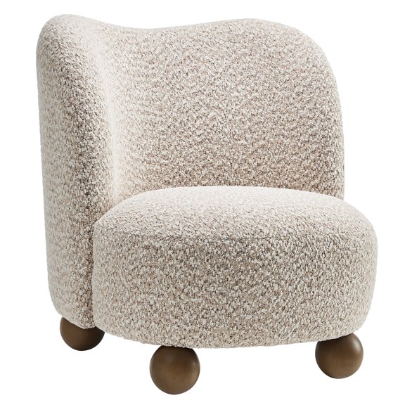 Accent Chair, Walnut Brown, Fabric, Wood, Living Room Lounge Cafe Lobby Hospitality Restaurant, Modern Contemporary, HB37364