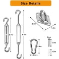 thumbnail image 3 of Shade Sail Hardware Kit for Triangle Rectangle, 304 Stainless Steel Sun Shade Hardware for Garden Outdoors, 80 Pcs, Silver B, 3 of 5
