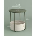 thumbnail image 4 of Round End Table with Fabric Basket, Forest Green & Cream White, 4 of 8