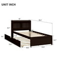 thumbnail image 3 of Twin/Full Size Day Bed with Trundle, Pine Wood Full Platform Bed Frame with Headboard Bookcase and Storage Shelves For Bedroom, No Box Spring Needed, Easy Assembly, 3 Colors Available, 3 of 9