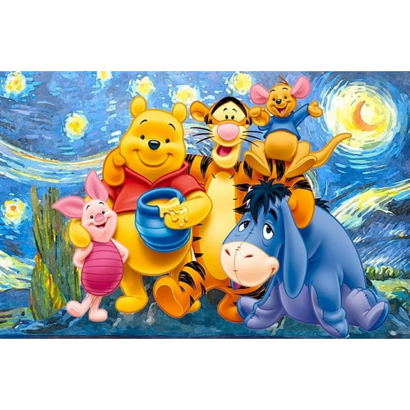 5D Diamond Painting Kits for Adults Diamond Arts Winnie-the-Pooh Diamond Painting DIY Full Round Drill for Home Wall Decor and Adults Kids Holiday Gift 12x16 inch