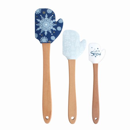 Cook with Color 3 Piece Mitten Spatula Set 12 + 10 + 8” – Blue Snowflake