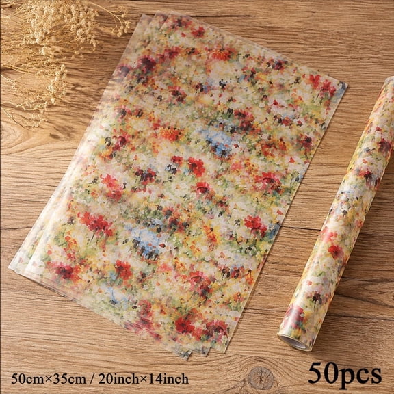 50 Sheets Vintage Floral Tissue Wrapping Paper, 20x14 inch Wildflower Oil Painting Gift Wrap, Bulk Decorative Tissue Paper for Wedding, Birthday, Christmas, Mother’s Day Gift Packaging DIY Crafts