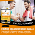 thumbnail image 2 of Vitamin D3 + K2 Softgels, for Boost Immune, Heart & Joint Health Support, 120 Capsules, 2 of 7