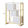 thumbnail image 2 of Ktaxon 4-Tier Bookshelf, Modern 7-Cube White and Gold Etagere Bookcase with 3 Drawers, Open Display Storage Shelf for Living Room, Home Office, 2 of 9