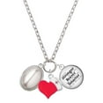 thumbnail image 1 of Delight Jewelry Silvertone Small Grey Imitation Pearl - Red Heart Nurse Strong Zoe Necklace, 1 of 4