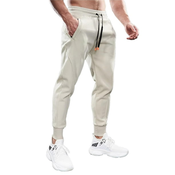 Joggers Fioboc para hombre, algodón blanquecino con bolsillos, talla M