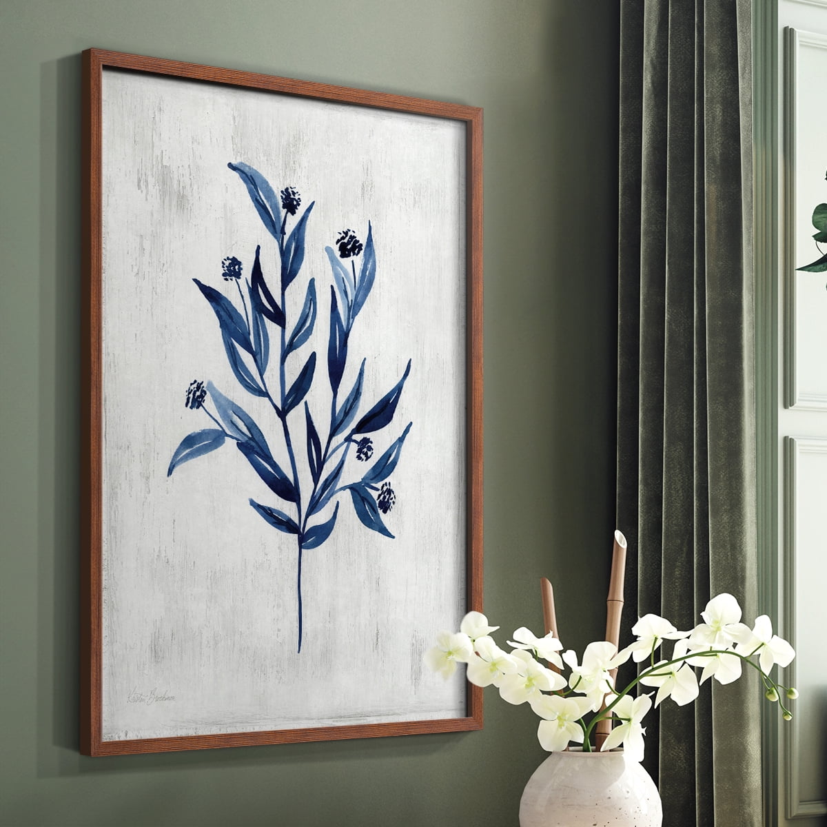 Wild Indigo III Framed Print in Brown Solid Wood 11 x 14 Framed Print