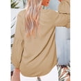 thumbnail image 3 of Mujer V Masajeadores de cuello Blusas linterna manga Flowy Loose Top Camisas para trabajo oficina citas, 3 of 5