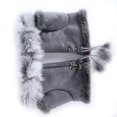 thumbnail image 1 of Guantes de piel sintética de conejo de Greyghost para mujer, sin dedos, cálidos, de gamuza y cuero, suaves y cálidos, para invierno, 11 colores, 1 of 5