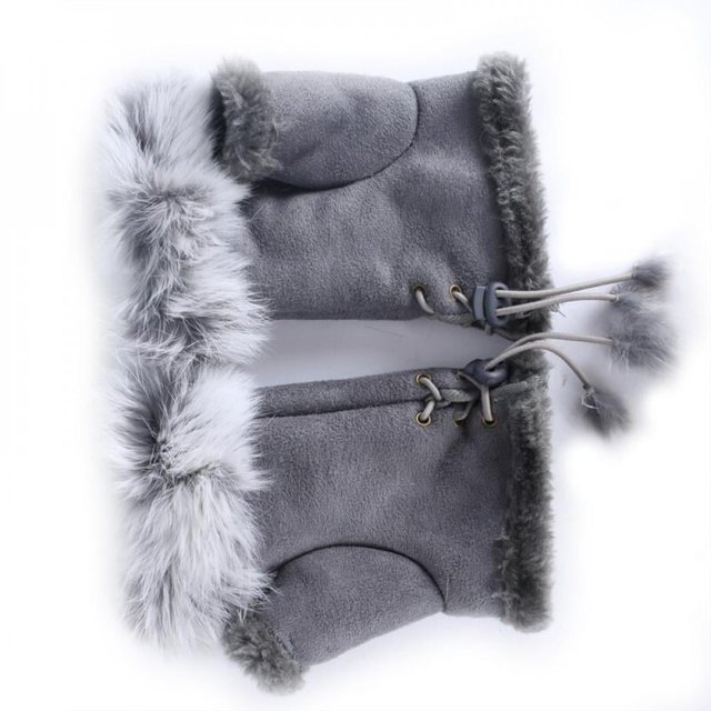Guantes de piel sintética de conejo de Greyghost para mujer, sin dedos, cálidos, de gamuza y cuero, suaves y cálidos, para invierno, 11 colores