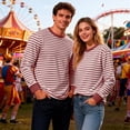 thumbnail image 5 of Qicasul Men T Shirts for Striped Casual Print Long Sleeve T Shirt Comfortable Crew Neck Tee Soft Breathable Daily Wear Top Brown XL, 5 of 5