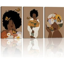 African American Woman Canvas Wall Art Black Women Relax And Enjoy The Time Abstract Boho Fashion Poster Home Decor For Living Room Bedroom Bathroom Unframed