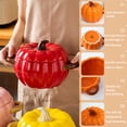 thumbnail image 4 of Dutch Oven Pot with Lid, Pumpkin Pottery Dessert Saucepan, Mini Baking Dish Cute Pumpkin Bowl, Covered Dutch Oven Ceramic Stockpot, Pumpkin-Shaped Casserole, 4 of 7