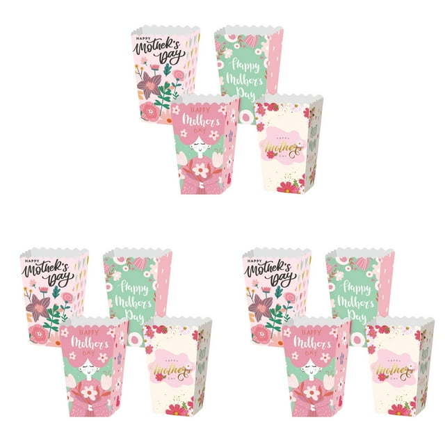 CY5O5ee Happy Mother'S Day Paper PopcornBoxes Disposable Paper Party Candy Snack Containers for Mom Birthday PartyFavors Parties Gift Bags 12PCS