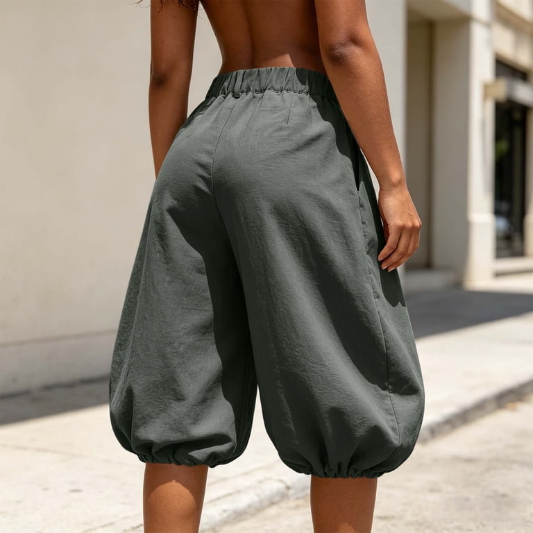 シェリエ Drape Balloon Short Pants qelini Balloon Shorts Women Plus size Strenchy Short Pants Button
