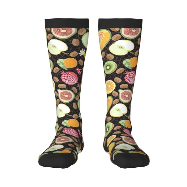 Fotbe Fruits Calcetas Divertidas Estampadas para Hombre y Mujer, Calcetas de Algodón hasta la Rodilla para Caminar, Correr, Enfermería y Embarazo